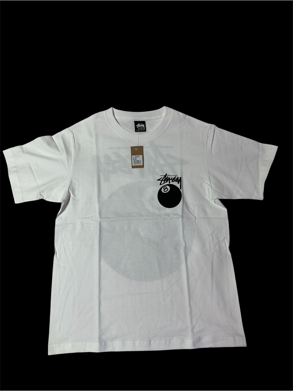 Stüssy 8 Ball Graphic Tee White Black Size Small NWT - Picture 2 of 6